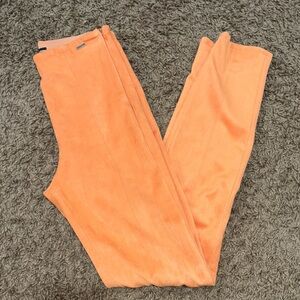 Guess Orange Velour Pants with Logo Detail